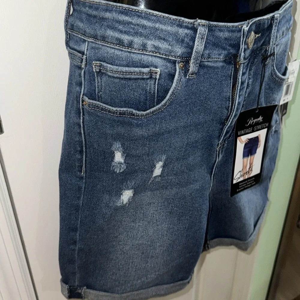 Royalty Blue Vintage Stretch High Rise Denim Shorts Spring 6.5” Inseam Size 10 - Picture 4 of 8